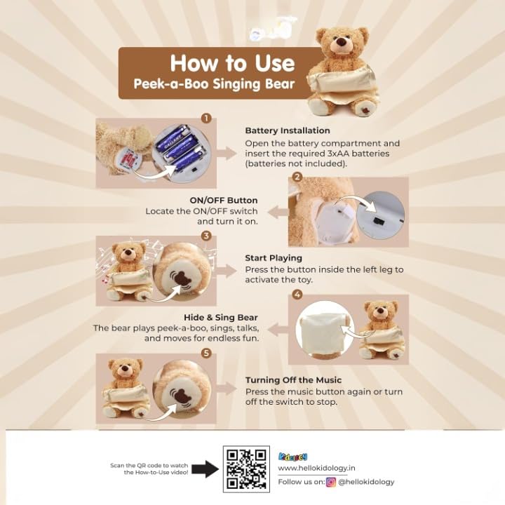 Peek-a-Boo Plush Talking & Singing Teddy Bear Toy