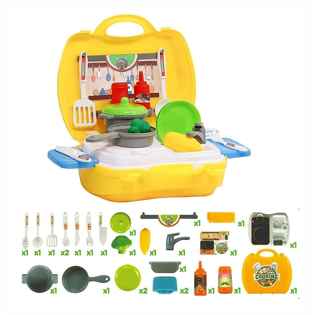 Portable Kids Kitchen Play Set - 2-in-1 Carry Case