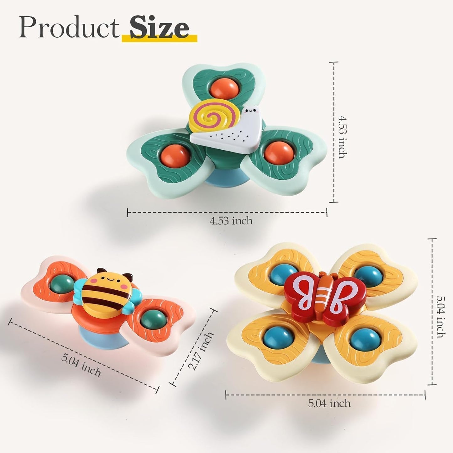 Set of 3 Sensory Suction Spinners