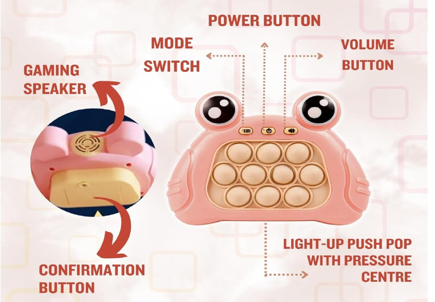 Frog Pop-It Fidget & Reaction Game Console - Light-Up Musical Toy