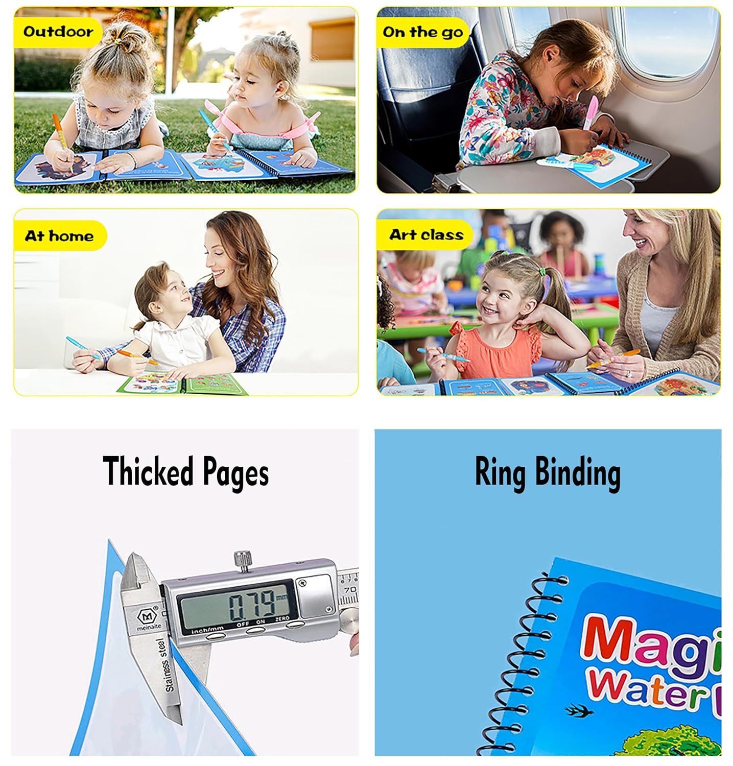 Magic Water Book - Mess-Free Reusable Coloring