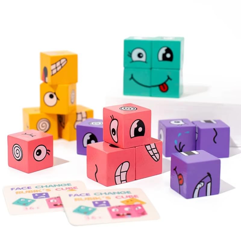 Wooden Expression Matching Cube Set