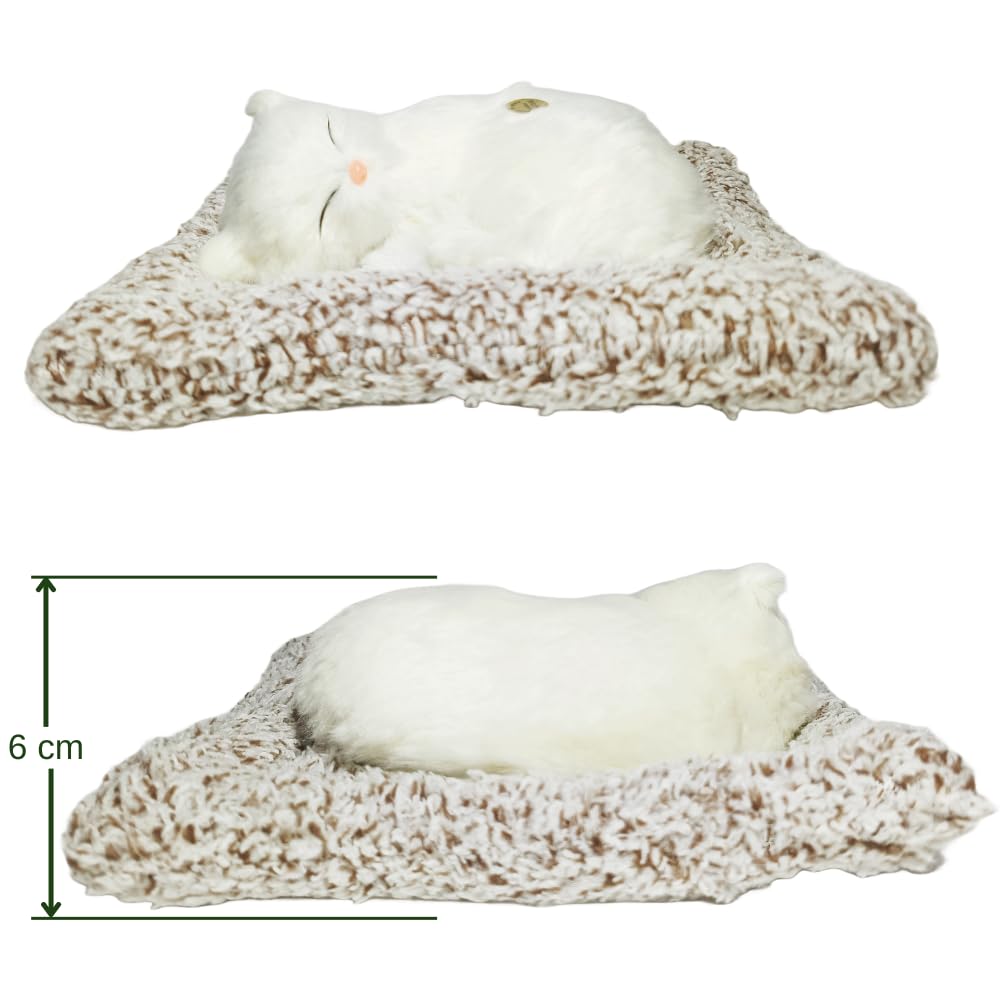 Realistic Breathing White Cat Plush Toy