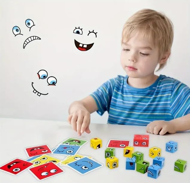 Wooden Expression Matching Cube Set