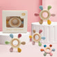 3+ Months Baby Wood & Silicone Teether Toy