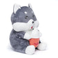Adorable Grey Puppy Plush Toy with Milk Bottle
