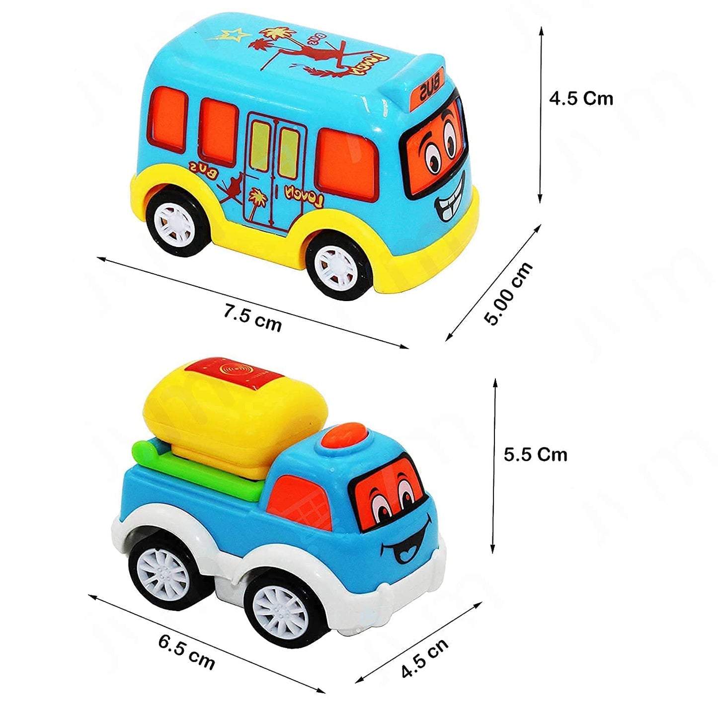 Set of 5 Cute Cartoon Vehicles | Push-and-Go Toy