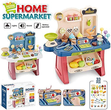 Home Supermarket & Ice Cream Market Play Set