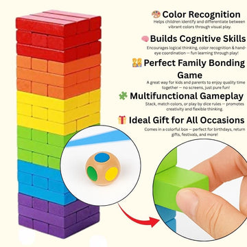 Rainbow Stacking Game – Wooden Tower Blocks