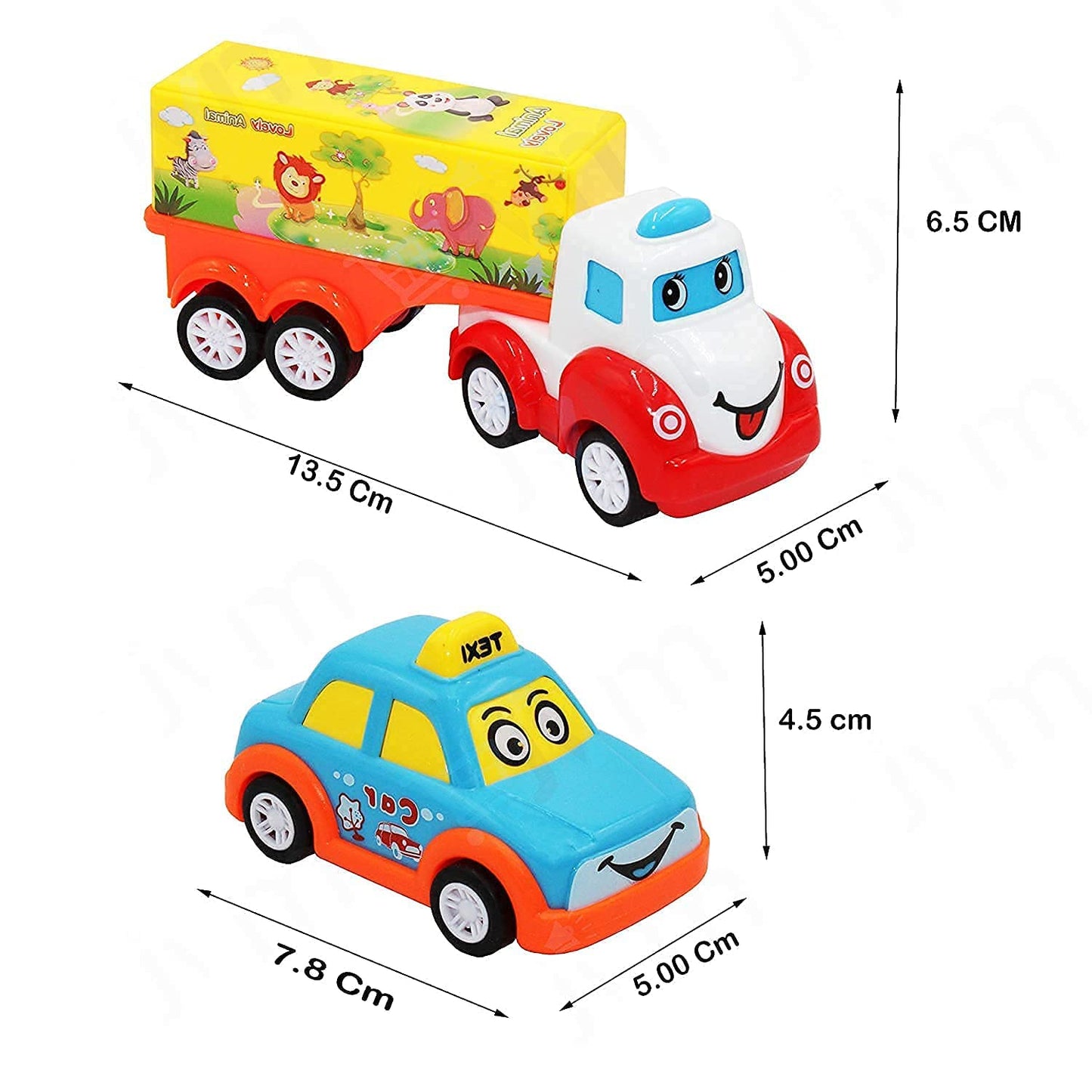 Set of 5 Cute Cartoon Vehicles | Push-and-Go Toy