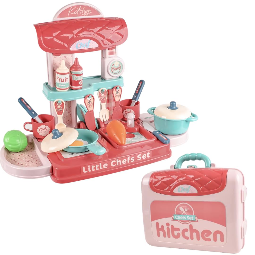 Little Chefs Set 2-in-1 Portable Kitchen Playset