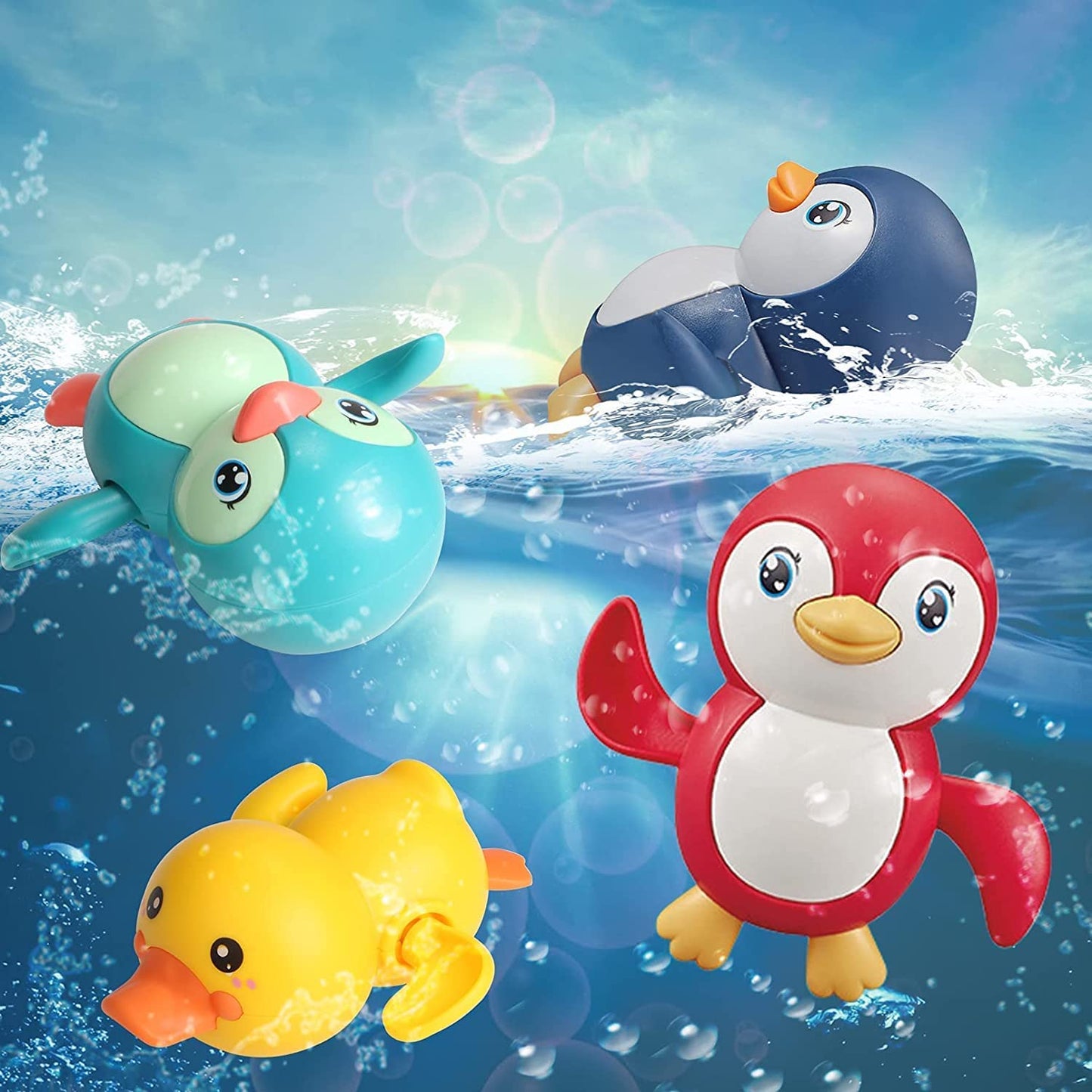 3-Pack Wind-Up Swimming Penguin Bath Toys