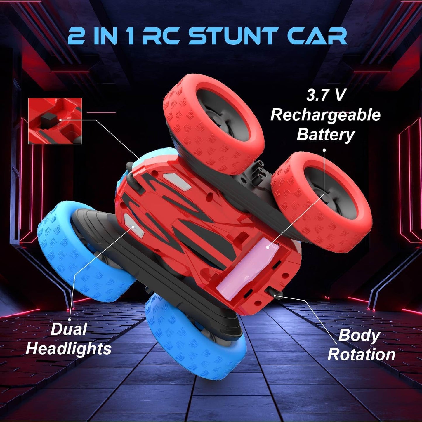 Double-Sided Remote Control Vehicle with 360° Rotation
