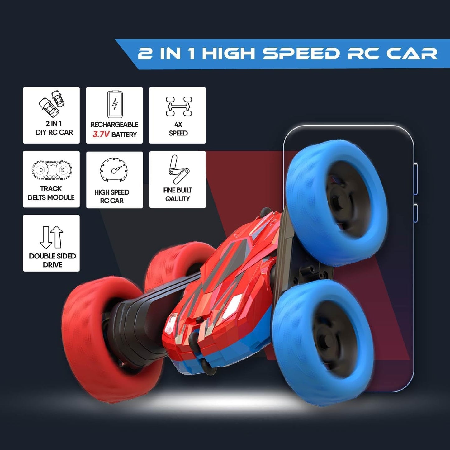 Double-Sided Remote Control Vehicle with 360° Rotation