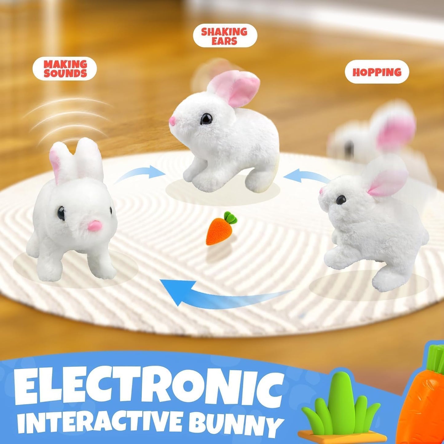 Bunny Toy with Sounds Jumping Rabbit Wiggling Ears Twitching Mouth and Nose