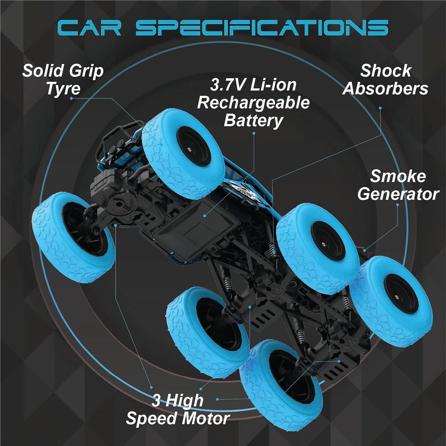 6WD RC Monster Truck with Realistic Water Mist Smoke & LED Lights