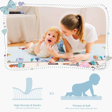 Double-Sided Foldable Baby Play Mat - Road & City Theme
