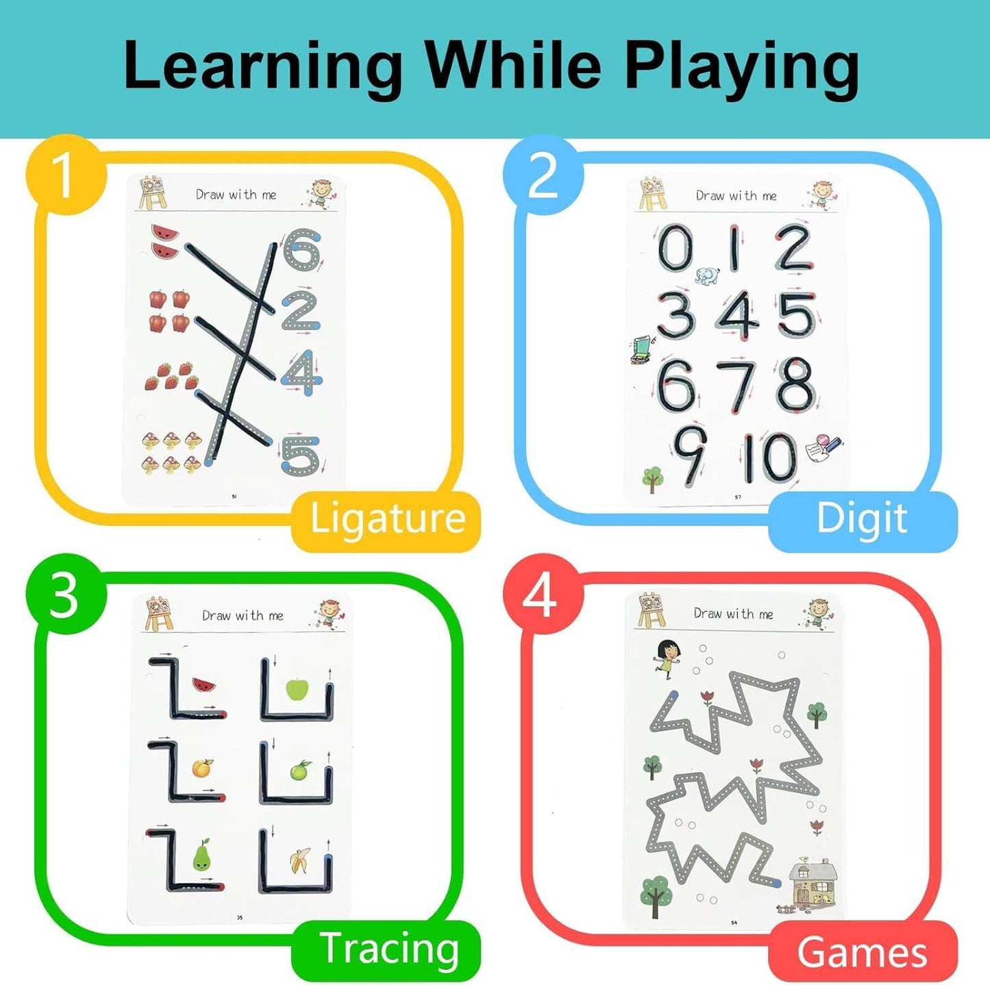 Reusable Pen Control Training Workbook Set for Kids