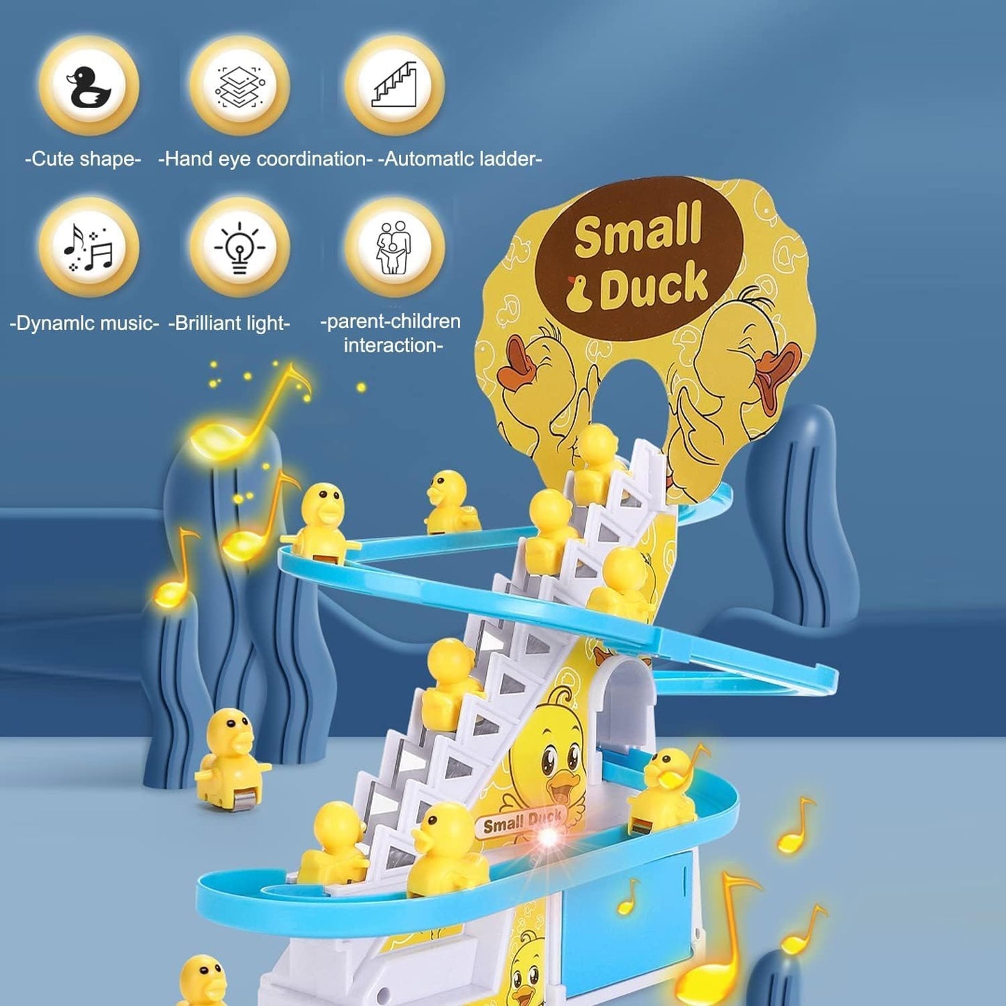 Musical Duck Race Stair Climbing & Slide Track Toy