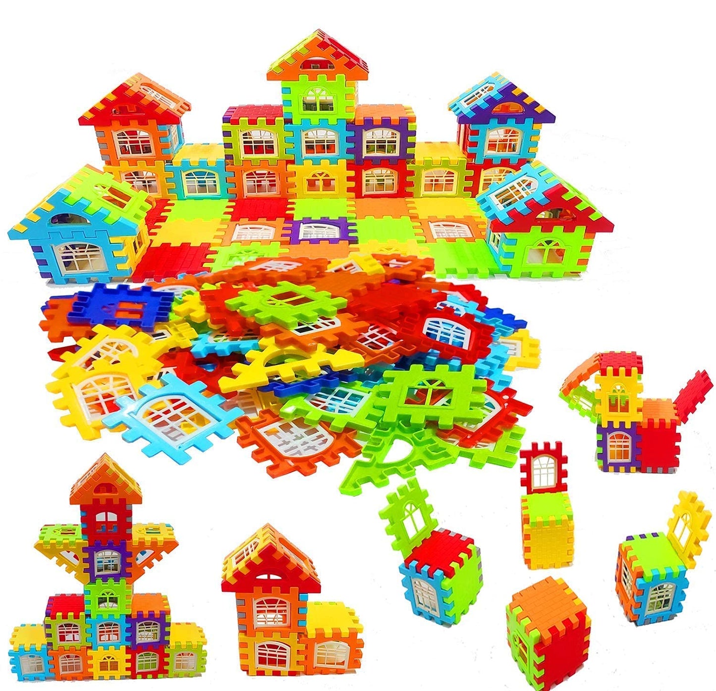 Colorful Castle & House Building Blocks Set