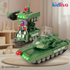 Toy tank with lights and sounds on a surface, brand 'Kidliva' visible