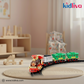 Toy train set on a track with 'kidliiva' branding in a room setting.