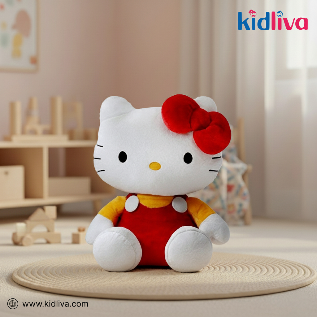 Hello Kitty Classic Plush Toy - Red Overalls & Bow