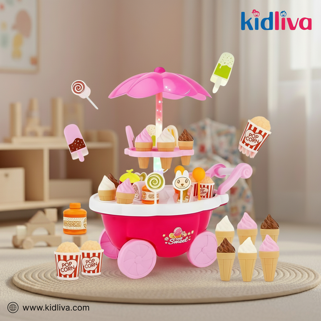 Sweet Shop Ice Cream Cart Play Set - 39 Pieces