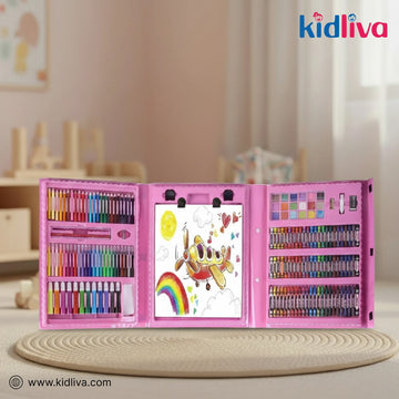 Deluxe Pink Art & Craft Supply Kit with Portable Easel