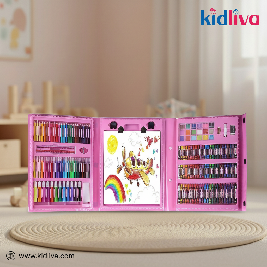 Deluxe Pink Art & Craft Supply Kit with Portable Easel