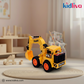 Toy excavator with 'Kidliva' branding in a room setting