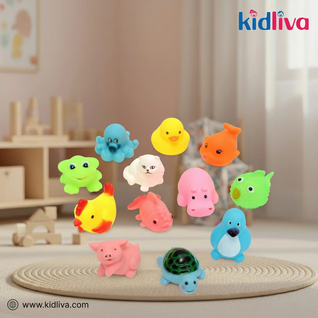 Set of 12 Animal Squeeze Bath Toys