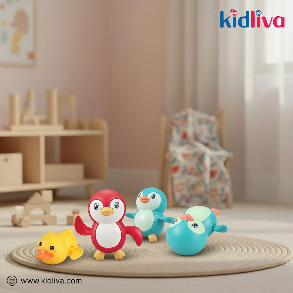 3-Pack Wind-Up Swimming Penguin Bath Toys