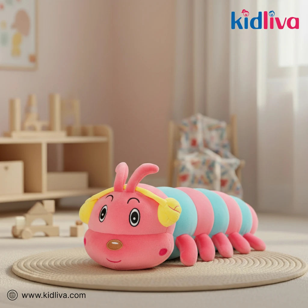 Soft & Long Pink and Blue Caterpillar Plush Toy