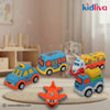 Set of 5 Cute Cartoon Vehicles | Push-and-Go Toy