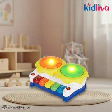 2-in-1 Light-Up Drum & Piano Toy